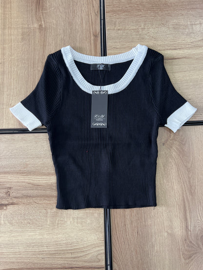 KNIT TOP FS NEGRO