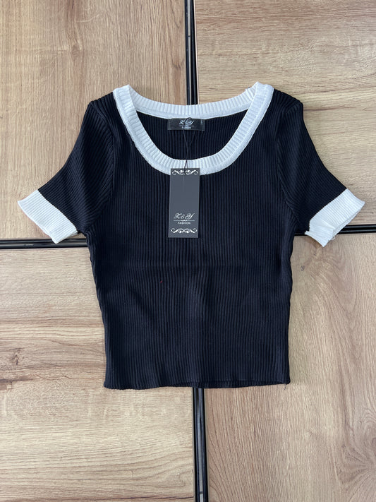 KNIT TOP FS NEGRO