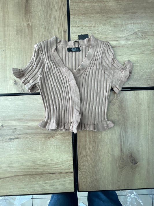 KNIT TOP LS BEIGE